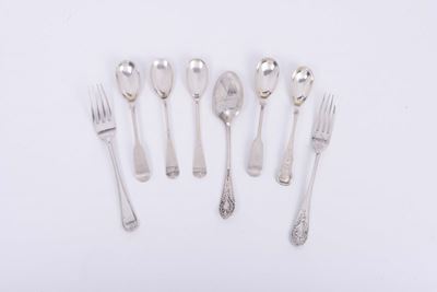 Cinque Cucchiaini per Uova, Due Forchettine ed un Cucchiaio, Inghilterra XIX-XX Secolo
