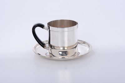 Brocca con Piatto in Argento 925, Italia XX Secolo