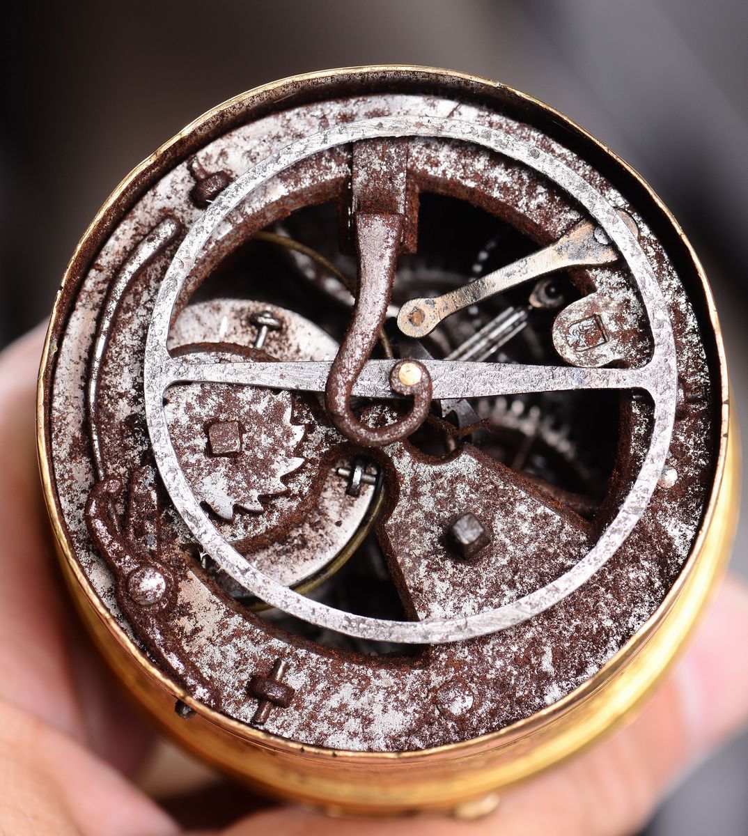 Orologio “tamburina” in Ottone Dorato, Germania, Cassa del XV Secolo