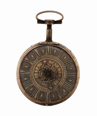 Francesco Papillon, Orologio da Tasca in Argento, Controcassa con Decorazioni Floreali e di Anima...