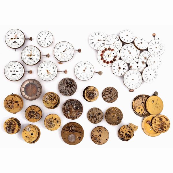 Lotto di meccanismi di orologi da tasca, XVIII-XX secolo