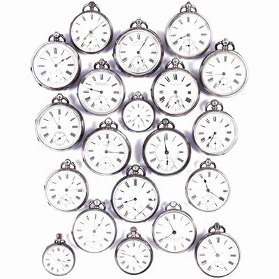 Lotto di Venti Orologi da Tasca in Argento, XIX-XX Secolo