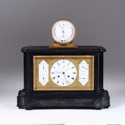 Orologio da Tavolo Luigi Filippo con Calendario, Barometro e Termometro, Bourdin a Paris, Fine XI...