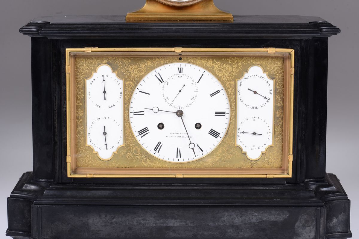 Orologio da Tavolo Luigi Filippo con Calendario, Barometro e Termometro, Bourdin a Paris, Fine XI...