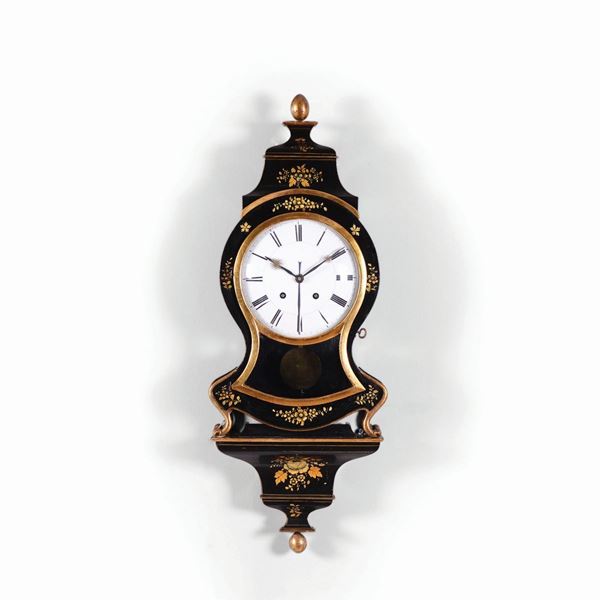 A Neuchateloise clock with a night blue fruitwood case, Switzerland, early 19th century