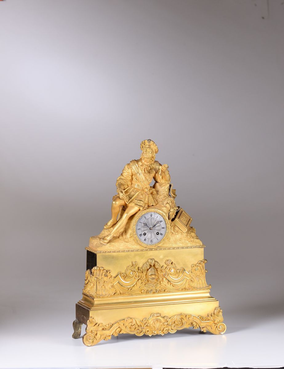 Pendola Carlo X in Bronzo Dorato, Francia, Inizio XIX Secolo