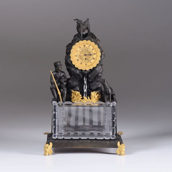 A Charles X table clock with fountian, 19th century