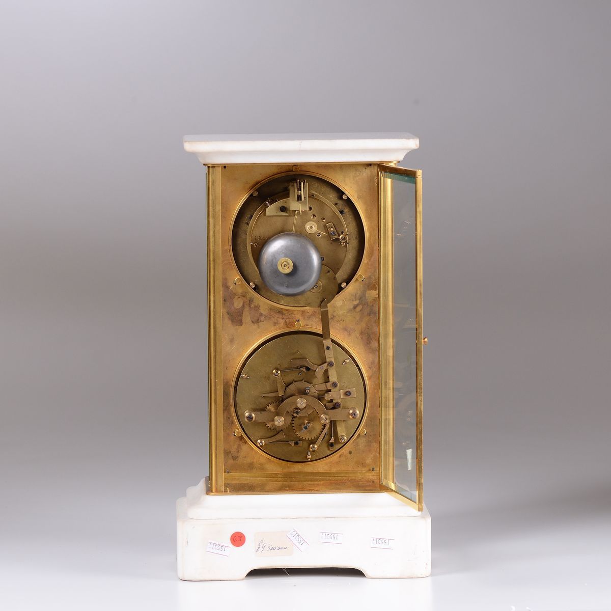 Orologio in Marmo Bianco e Bronzo Dorato, Inghilterra XIX Secolo