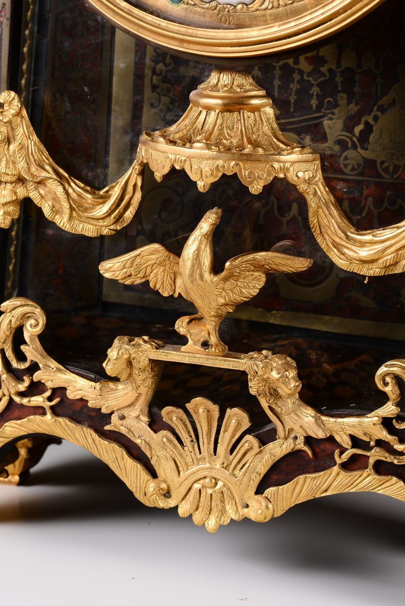 Pendola da Tavolo con Intarsi in Boulle, Francia Luigi XIV