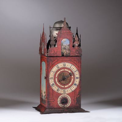 Orologio in Metallo Dipinto, Germania XVII Secolo