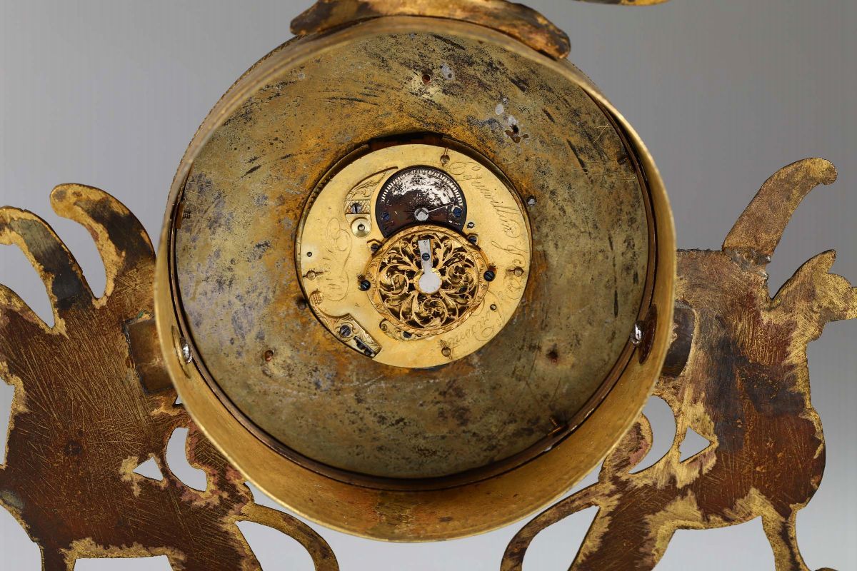 Pendola a Lira in Bronzo Dorato, Chevallier a Paris, XIX Secolo