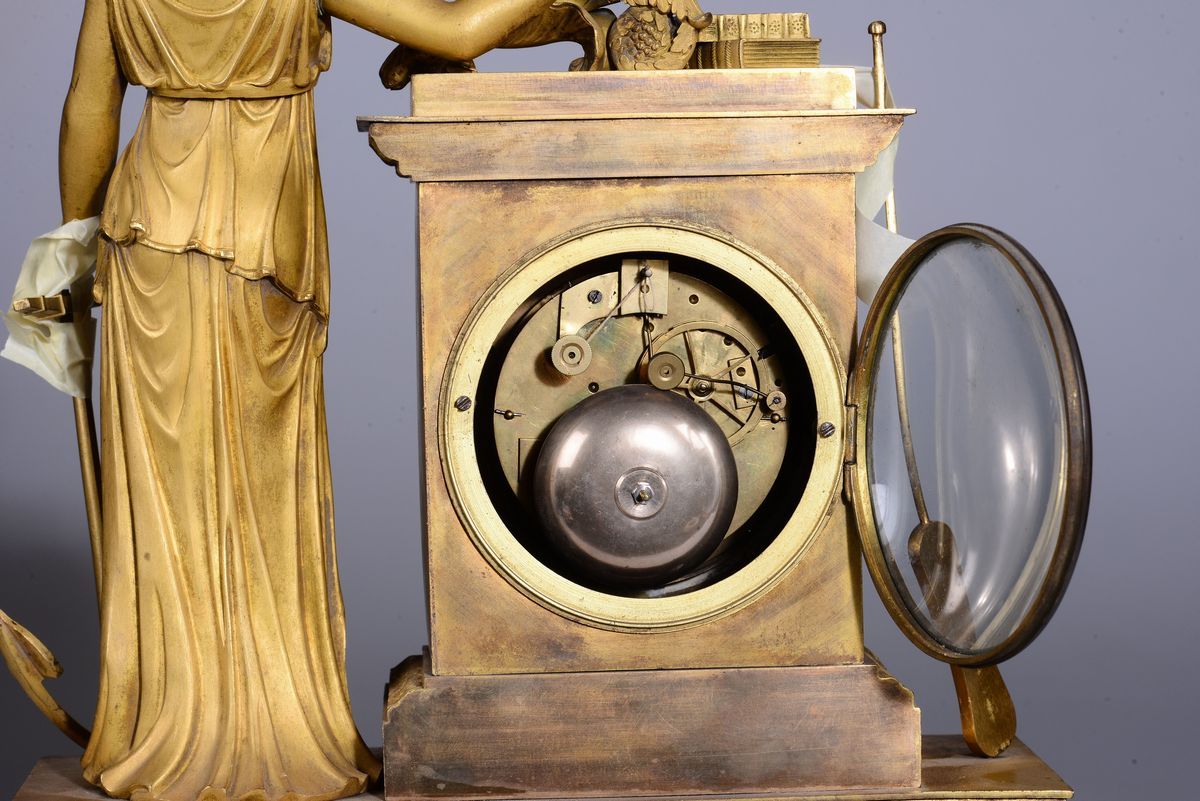 Pendola da Tavolo in Bronzo Dorato, Francia XIX Secolo