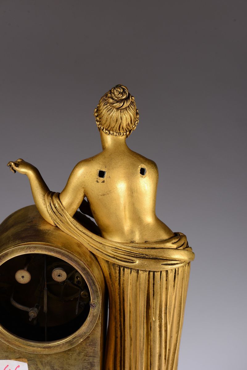 Pendola da Tavolo in Bronzo Dorato, Francia Fine XIX Secolo