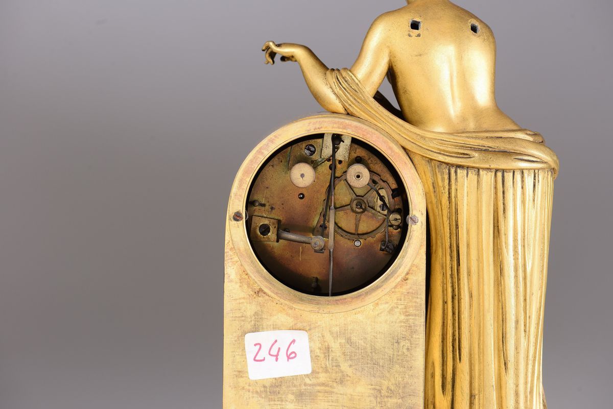 Pendola da Tavolo in Bronzo Dorato, Francia Fine XIX Secolo