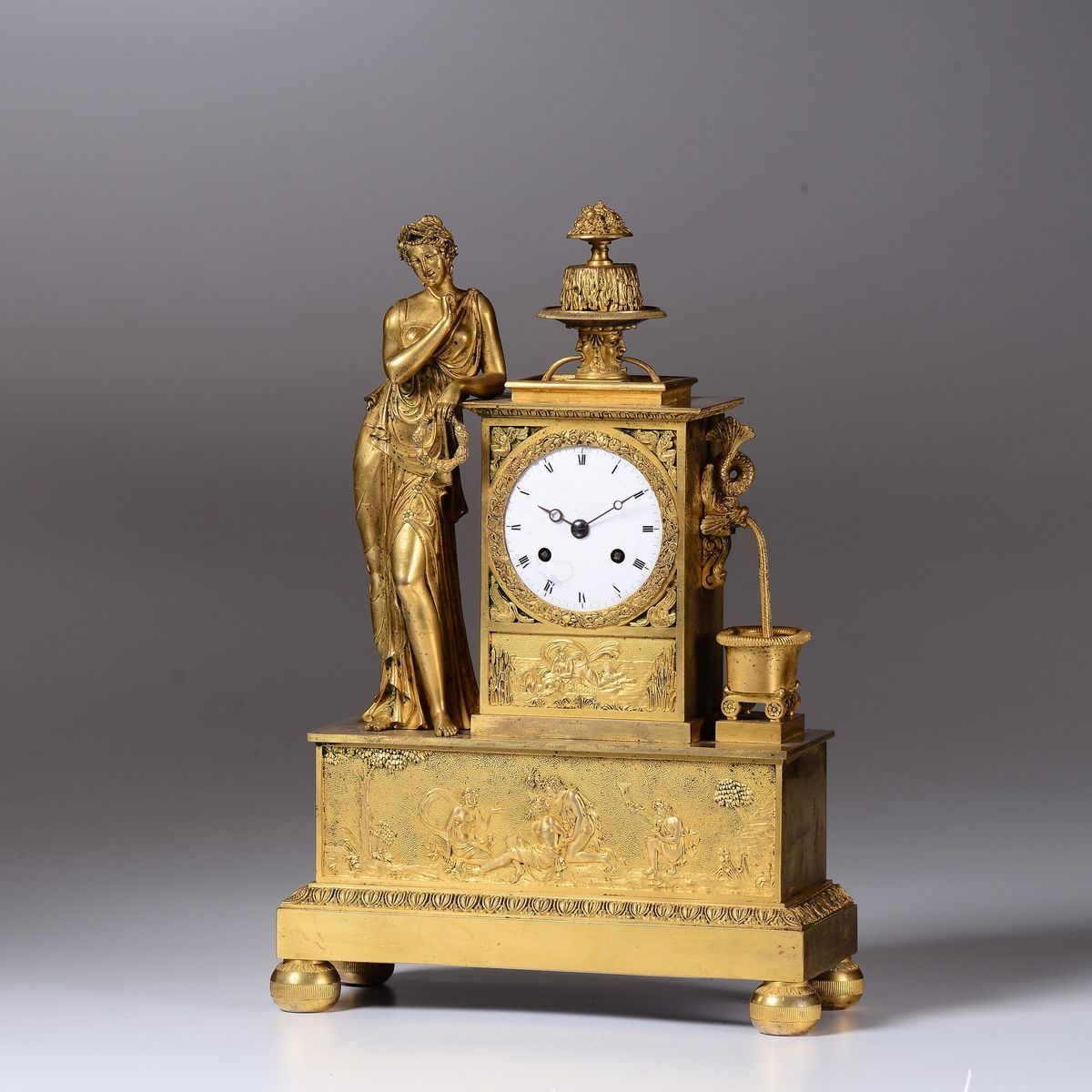Pendola da Tavolo in Bronzo Dorato, Francia XIX Secolo
