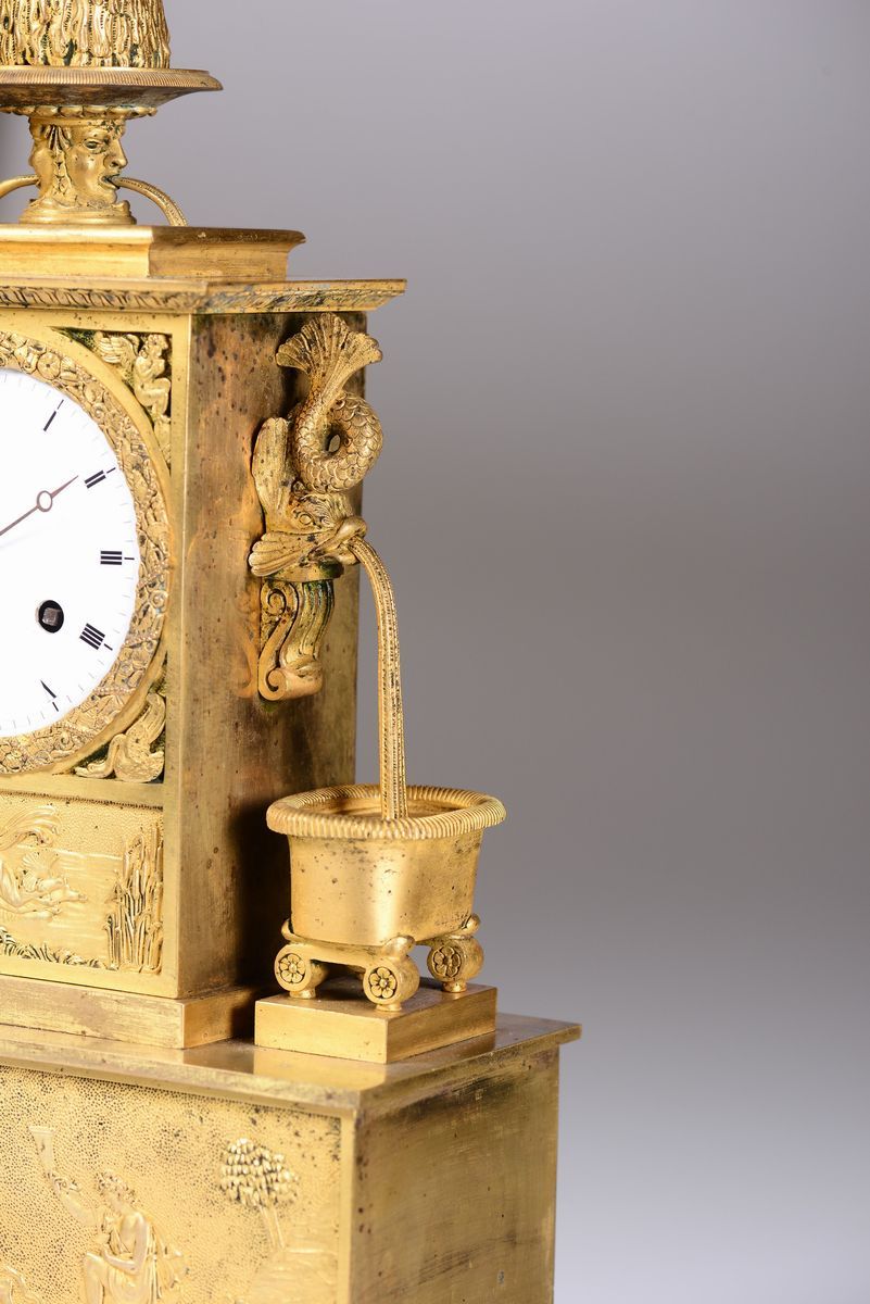 Pendola da Tavolo in Bronzo Dorato, Francia XIX Secolo