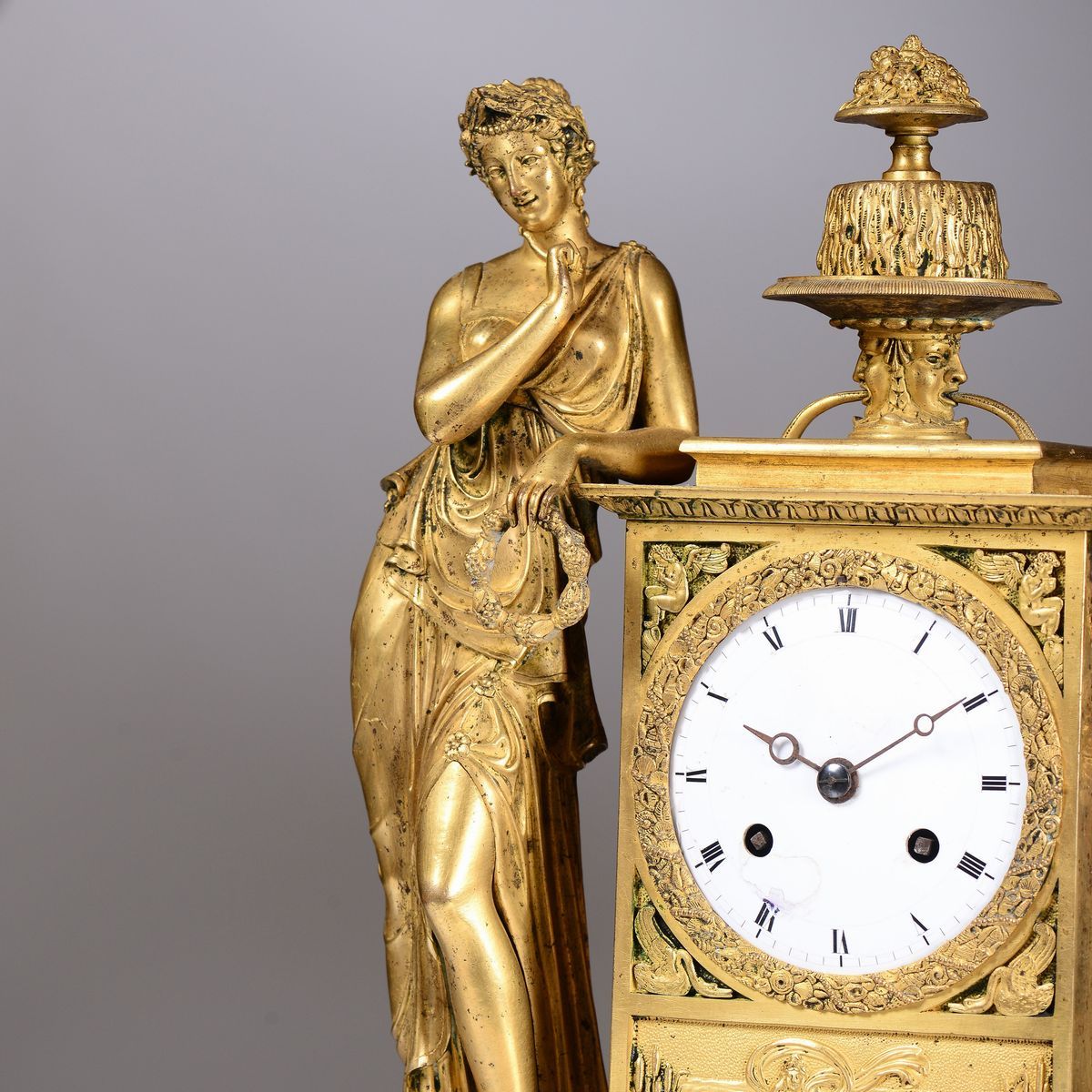 Pendola da Tavolo in Bronzo Dorato, Francia XIX Secolo