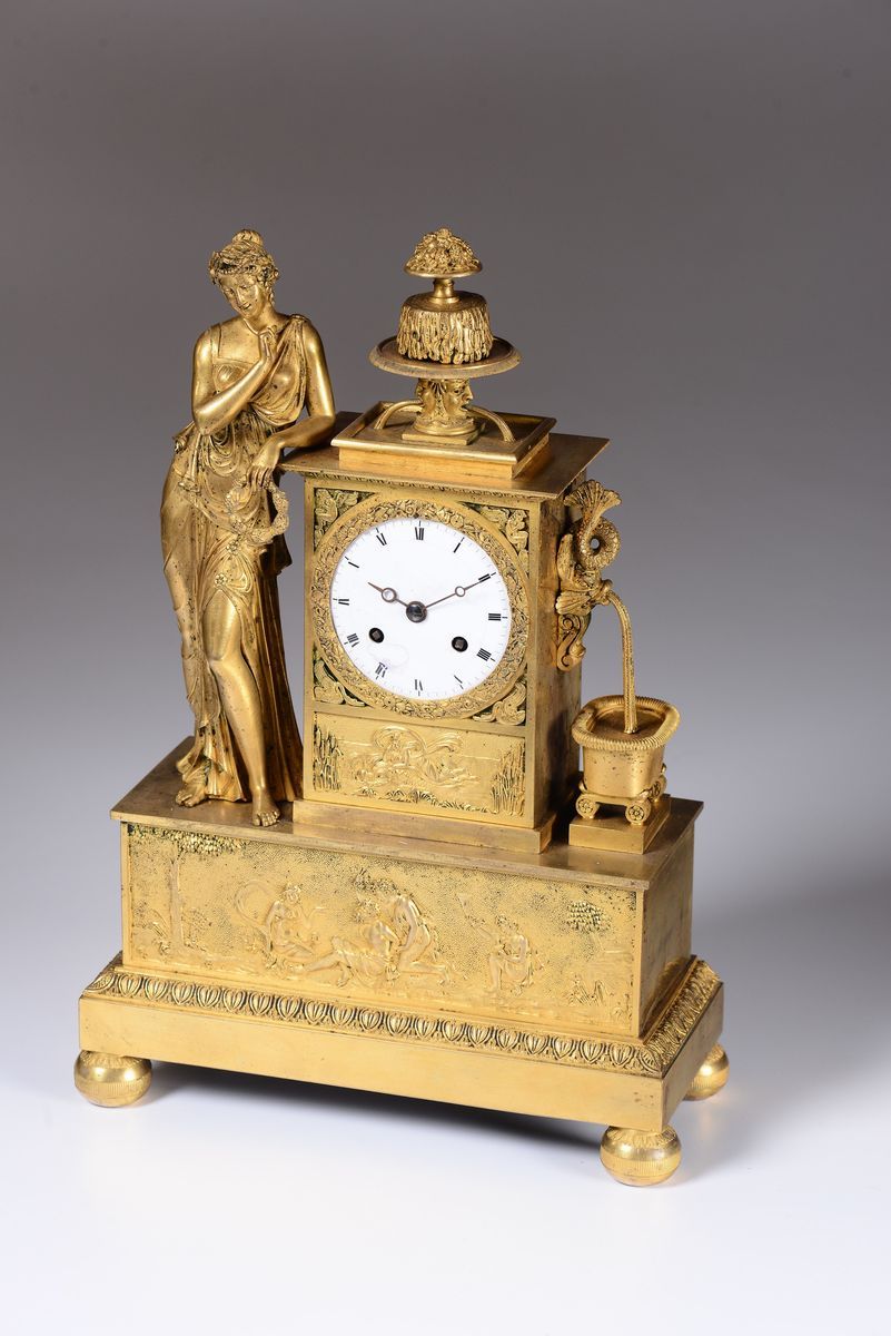 Pendola da Tavolo in Bronzo Dorato, Francia XIX Secolo