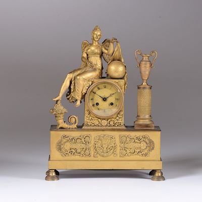Pendola da Tavolo in Bronzo Dorato, Francia Carlo X