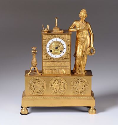 Pendola da Tavolo in Bronzo Dorato, Francia XIX Secolo