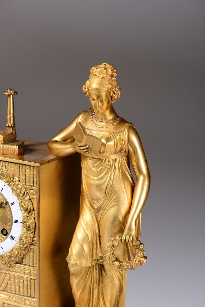 Pendola da Tavolo in Bronzo Dorato, Francia XIX Secolo