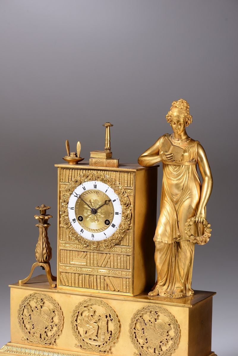 Pendola da Tavolo in Bronzo Dorato, Francia XIX Secolo