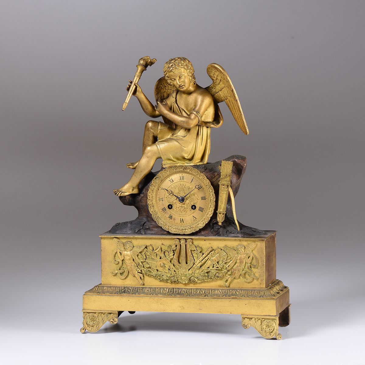 Pendola da Tavolo in Bronzo Dorato, le Roy, Francia XIX Secolo