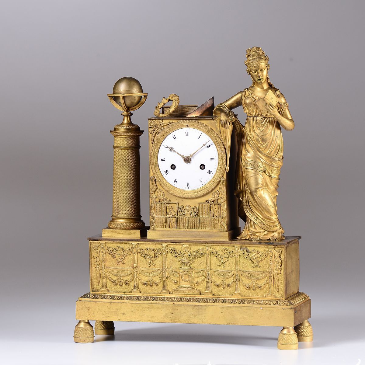 Pendola da Tavolo in Bronzo Dorato, Francia Fine XIX Secolo