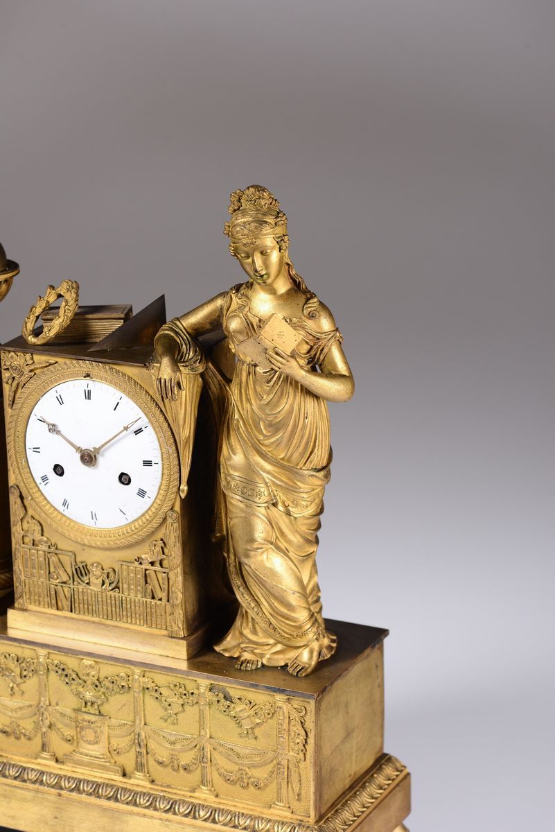 Pendola da Tavolo in Bronzo Dorato, Francia Fine XIX Secolo
