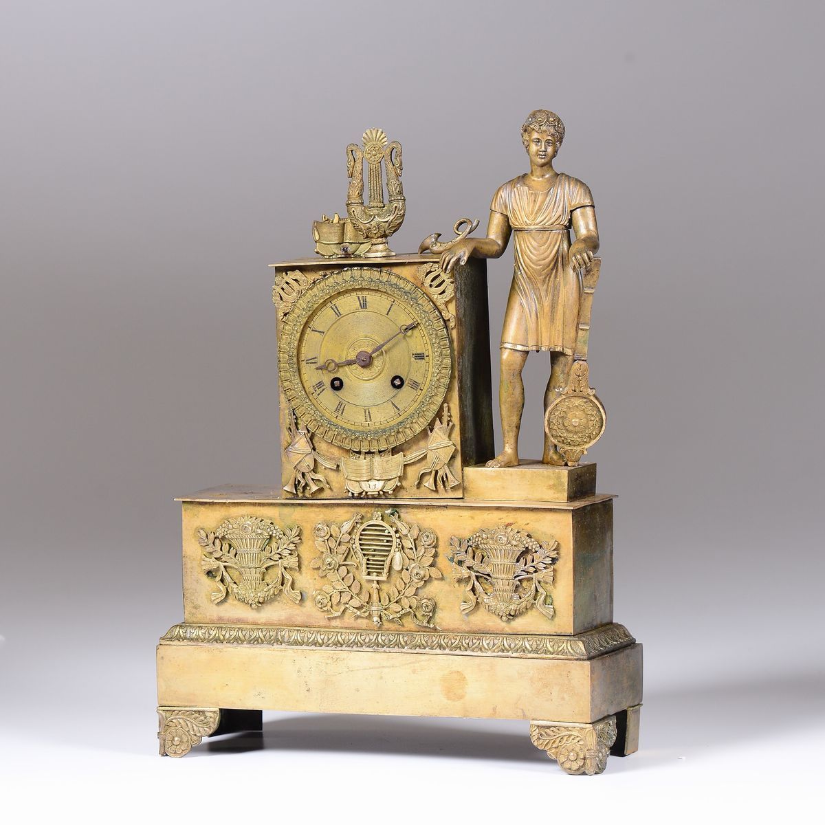 Pendola da Tavolo in Bronzo Dorato, Francia XIX Secolo