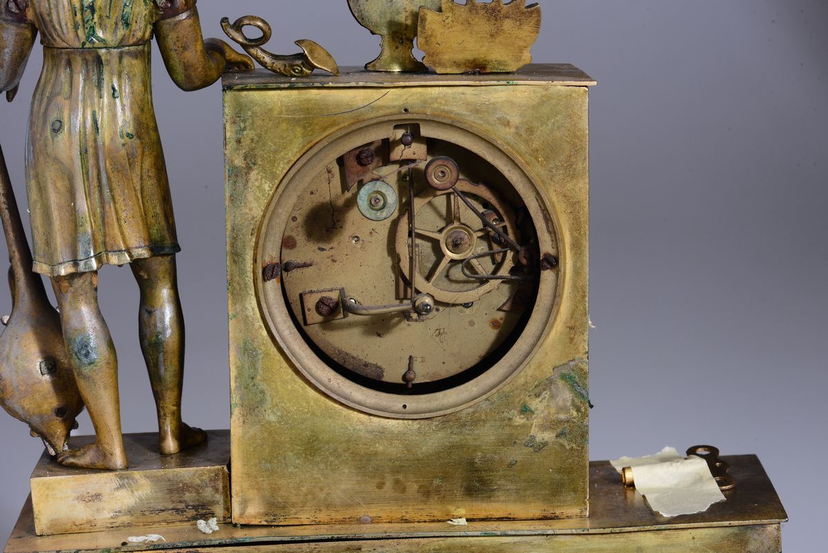 Pendola da Tavolo in Bronzo Dorato, Francia XIX Secolo