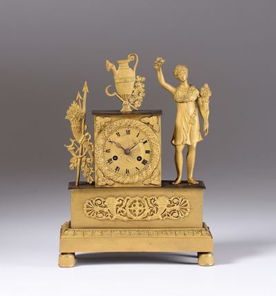Pendola da Tavolo in Bronzo Dorato, Francia XIX Secolo