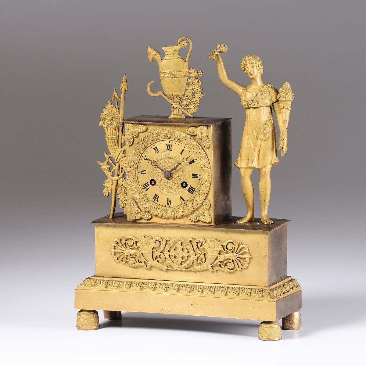 Pendola da Tavolo in Bronzo Dorato, Francia XIX Secolo