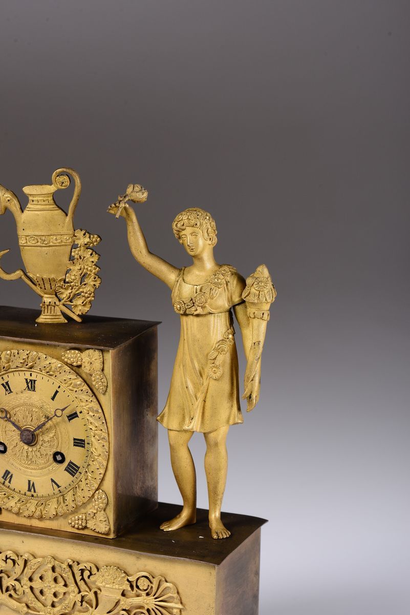 Pendola da Tavolo in Bronzo Dorato, Francia XIX Secolo