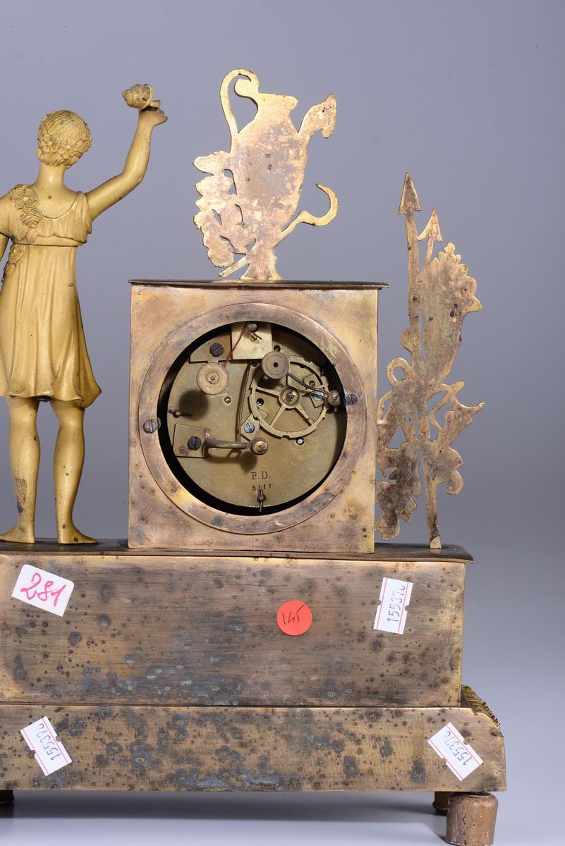 Pendola da Tavolo in Bronzo Dorato, Francia XIX Secolo