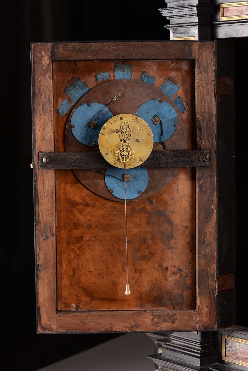 Orologio Notturno in Ebano, Pietre Dure e Bronzo Dorato, Gio Monginot, Firenze, Circa 1690