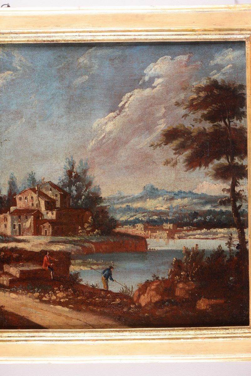 Gaetano Vetturali (1701-1783)paesaggio con Figure e Rovine Architettoniche