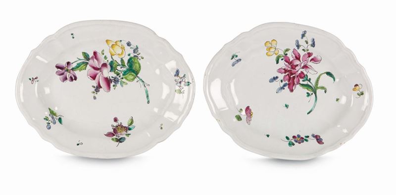Two maiolica trays, Milan, Pasquale Rubati factory, circa 1770  - Auction Majolica and porcelain from the 16th to the 19th century - Cambi Casa d'Aste