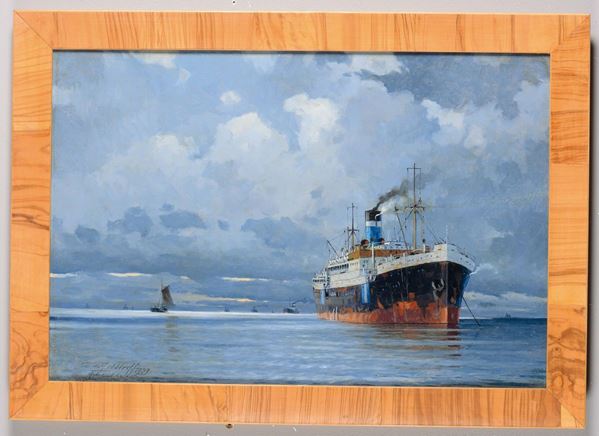 Victor Quistorff (1883-1953) Ritratto di cargo in navigazione