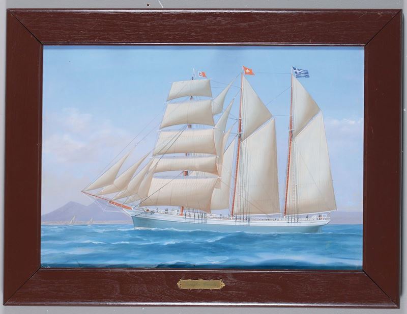 Antonio De Simone (1851-1907) Ritratto del Brigantino goletta greco Panaghia canala  - Auction Maritime Art and Scientific Instruments - Cambi Casa d'Aste