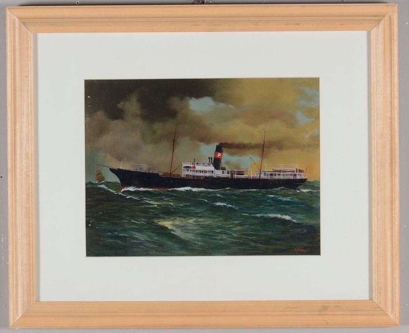 D.Santini Ritratto di una nave della compagnia di navigazione “Puglia  - Auction Maritime Art and Scientific Instruments - Cambi Casa d'Aste