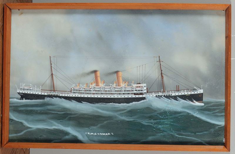 Scuola Inglese dell'inizio del XX secolo Ritratto del R.M.S “Omar” in navigazione  - Auction Maritime Art and Scientific Instruments - Cambi Casa d'Aste