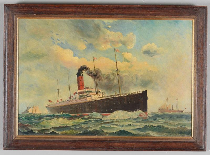 Anonimo dell'inizio del XX secolo Ritratto della S/S “Ivernia” in navigazione  - Auction Maritime Art and Scientific Instruments - Cambi Casa d'Aste