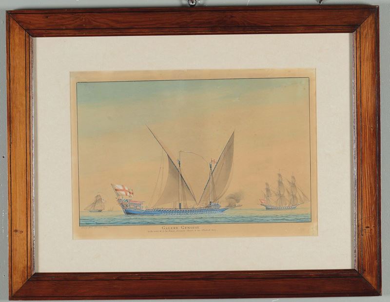 Francis Emerie (XIX secolo) Ritratto di una galera Genovese  - Auction Maritime Art and Scientific Instruments - Cambi Casa d'Aste