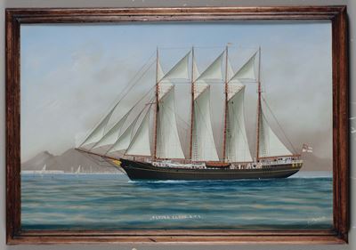 Luca Papaluca (1892-1934)ritratto dello R.y.s. “flying Cloud” in Navigazione Davanti a Napoli