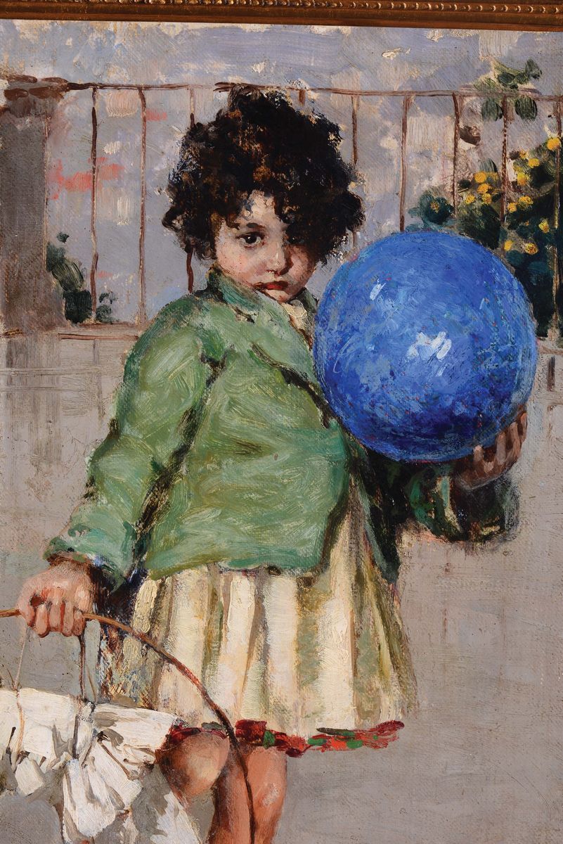 Vincenzo Irolli (1860-1949)bambina con Palla e Marionetta