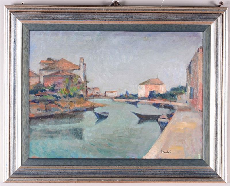 Luigi Brambati (1925-1983) Canale in laguna  - Asta Dipinti del XIX e XX secolo - Cambi Casa d'Aste