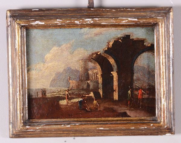 Suola del XVIII-XIX secolo Paesaggio con rovine