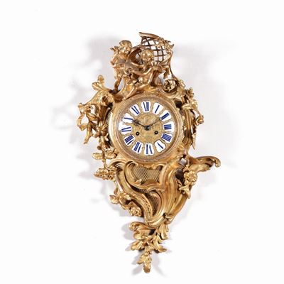Orologio Cartel in Bronzo Dorato, Francia Fine XIX Secolo