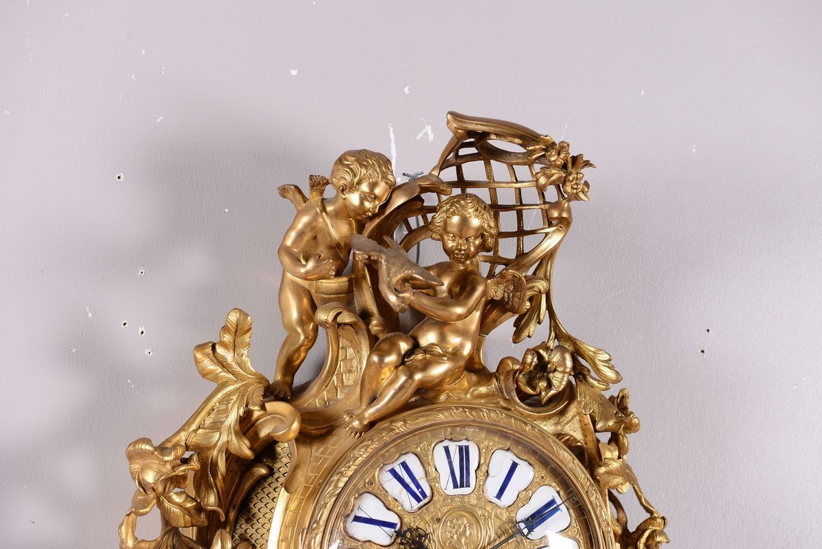 Orologio Cartel in Bronzo Dorato, Francia Fine XIX Secolo